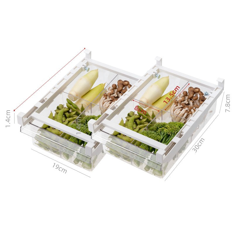 Kitchen Organizer Adjustable Kitchen Refrigerator Storage Rack Fridge Freezer Shelf Holder Pull-Out Drawer Organiser Space Saver