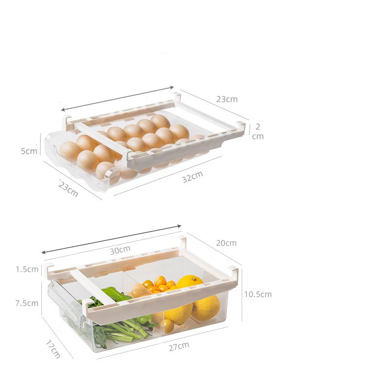 Kitchen Organizer Adjustable Kitchen Refrigerator Storage Rack Fridge Freezer Shelf Holder Pull-Out Drawer Organiser Space Saver