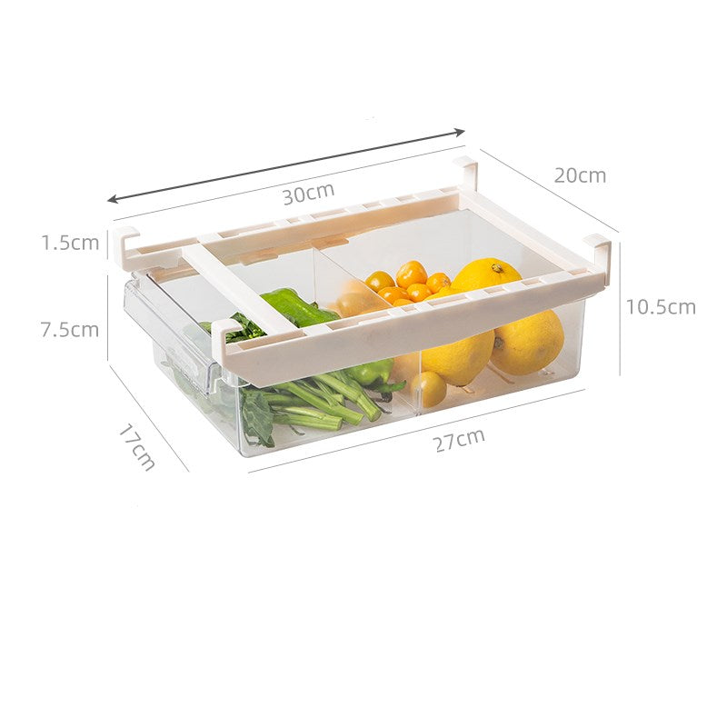Kitchen Organizer Adjustable Kitchen Refrigerator Storage Rack Fridge Freezer Shelf Holder Pull-Out Drawer Organiser Space Saver