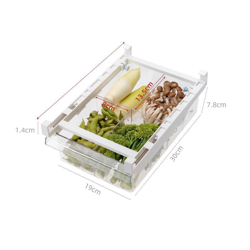 Kitchen Organizer Adjustable Kitchen Refrigerator Storage Rack Fridge Freezer Shelf Holder Pull-Out Drawer Organiser Space Saver
