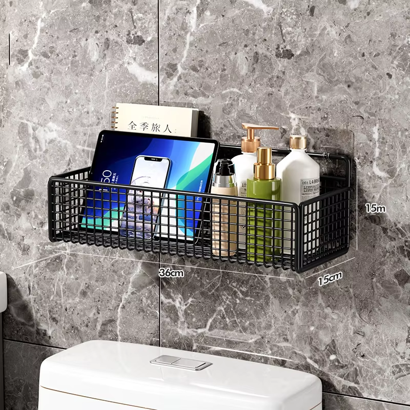 Bathroom Organiser Multifunctional Toiletries Organiser No-Punch Bathroom Shelf Bathroom Kitchen Wall Mount Storage Rack
