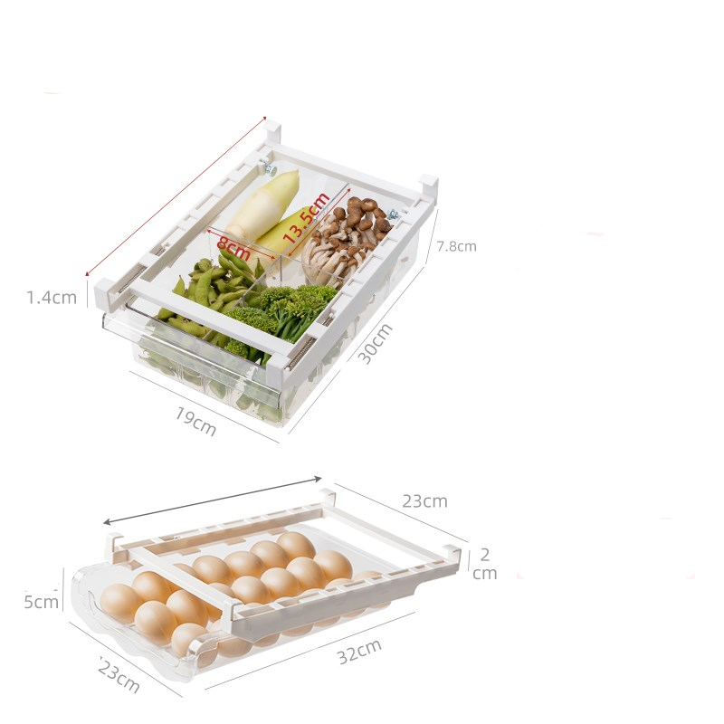 Kitchen Organizer Adjustable Kitchen Refrigerator Storage Rack Fridge Freezer Shelf Holder Pull-Out Drawer Organiser Space Saver