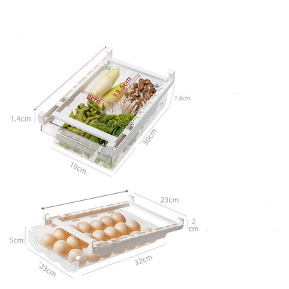 Kitchen Organizer Adjustable Kitchen Refrigerator Storage Rack Fridge Freezer Shelf Holder Pull-Out Drawer Organiser Space Saver