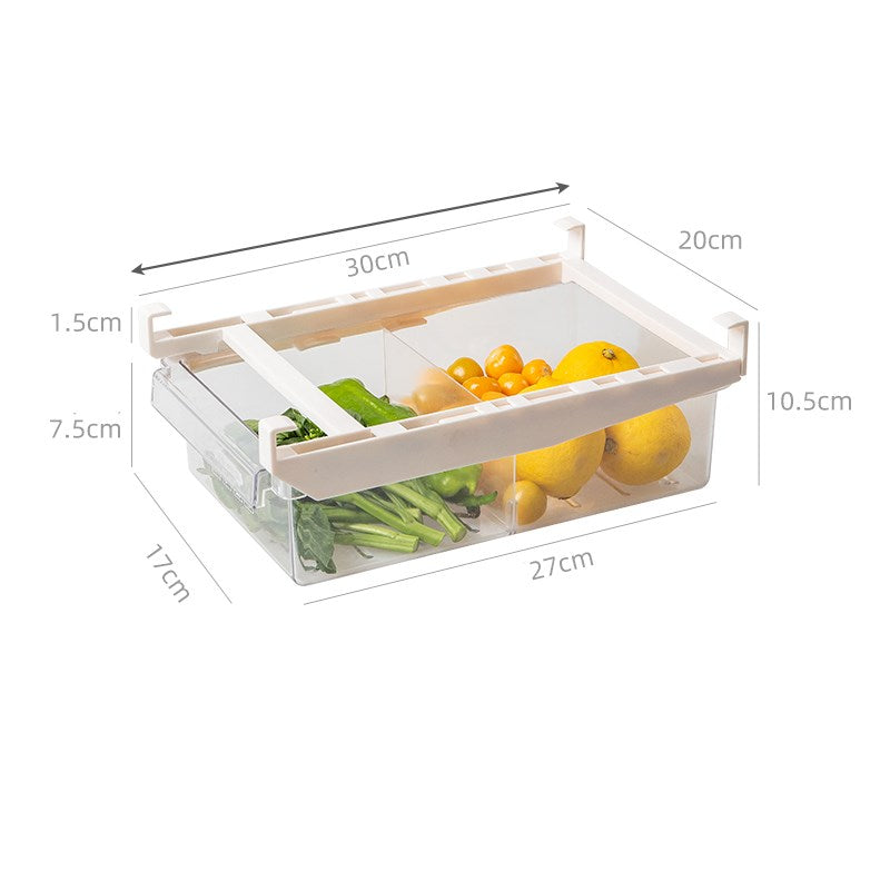 Kitchen Organizer Adjustable Kitchen Refrigerator Storage Rack Fridge Freezer Shelf Holder Pull-Out Drawer Organiser Space Saver