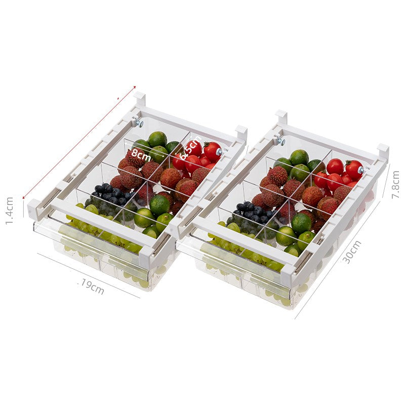 Kitchen Organizer Adjustable Kitchen Refrigerator Storage Rack Fridge Freezer Shelf Holder Pull-Out Drawer Organiser Space Saver