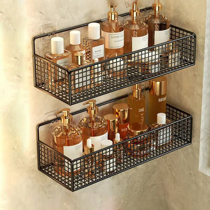 Bathroom Organiser Multifunctional Toiletries Organiser No-Punch Bathroom Shelf Bathroom Kitchen Wall Mount Storage Rack