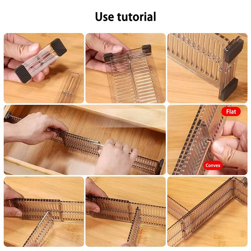 1Pair/Set Adjustable Clapboard Drawer Divider Partition DIY Durable Storage Organiser Wardrobe Closet Punch-Free Separator