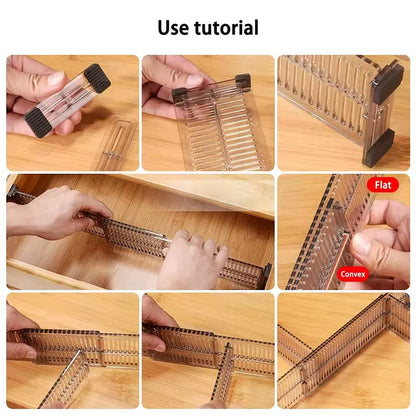 1Pair/Set Adjustable Clapboard Drawer Divider Partition DIY Durable Storage Organiser Wardrobe Closet Punch-Free Separator