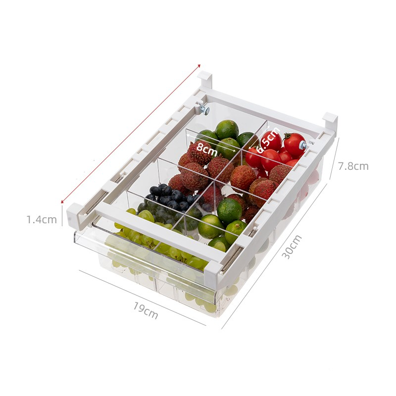 Kitchen Organizer Adjustable Kitchen Refrigerator Storage Rack Fridge Freezer Shelf Holder Pull-Out Drawer Organiser Space Saver