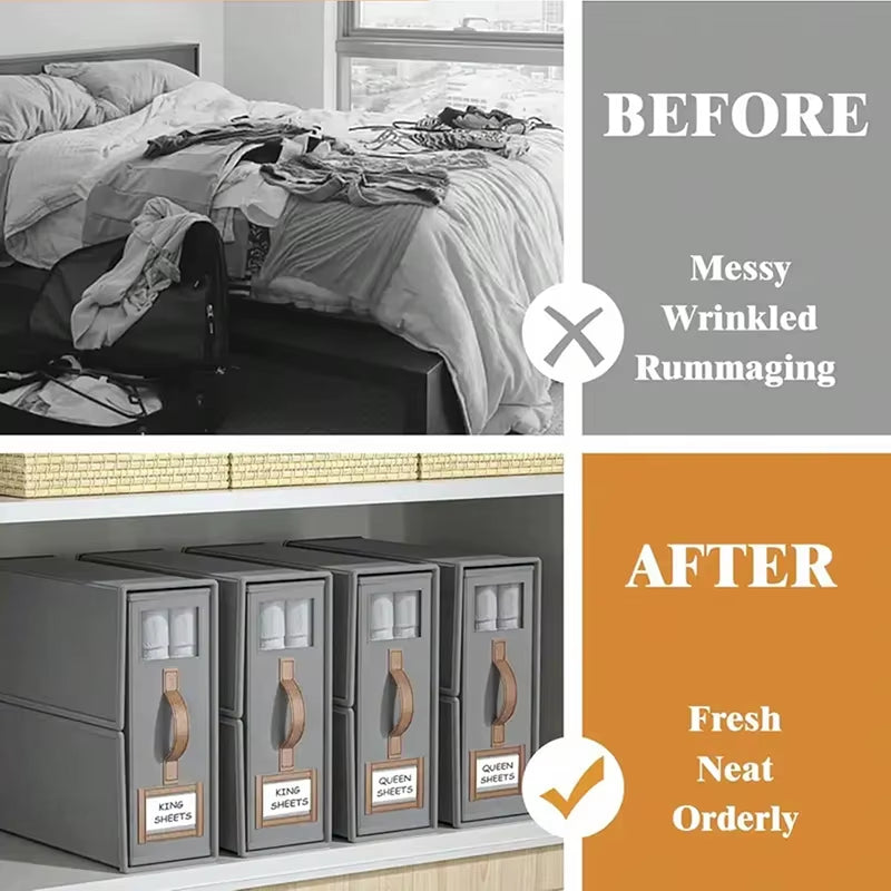 Large Capacity Foldable Bed Sheet & Comforter Organizer with Zip Closure - Perfect for Clothes Storage
