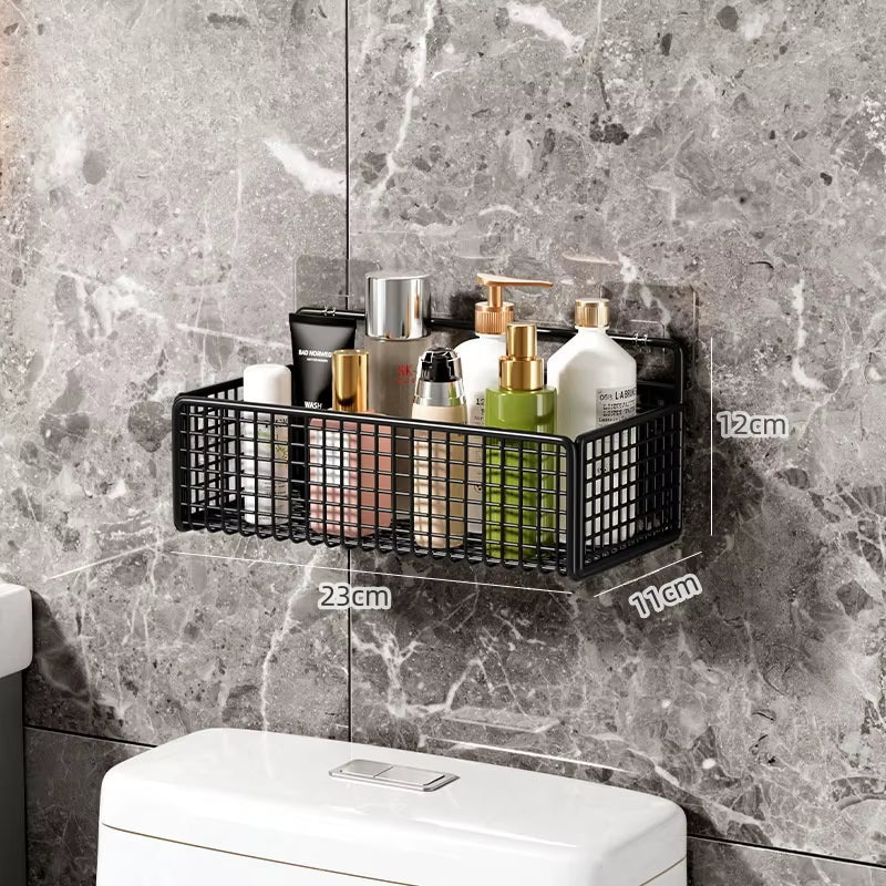 Bathroom Organiser Multifunctional Toiletries Organiser No-Punch Bathroom Shelf Bathroom Kitchen Wall Mount Storage Rack