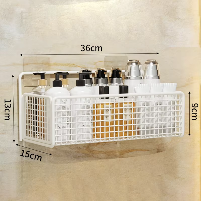 Bathroom Organiser Multifunctional Toiletries Organiser No-Punch Bathroom Shelf Bathroom Kitchen Wall Mount Storage Rack