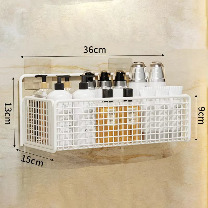 Bathroom Organiser Multifunctional Toiletries Organiser No-Punch Bathroom Shelf Bathroom Kitchen Wall Mount Storage Rack