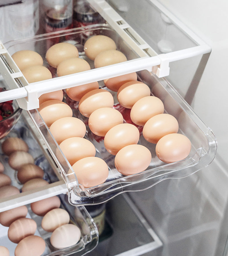 Kitchen Organizer Adjustable Kitchen Refrigerator Storage Rack Fridge Freezer Shelf Holder Pull-Out Drawer Organiser Space Saver